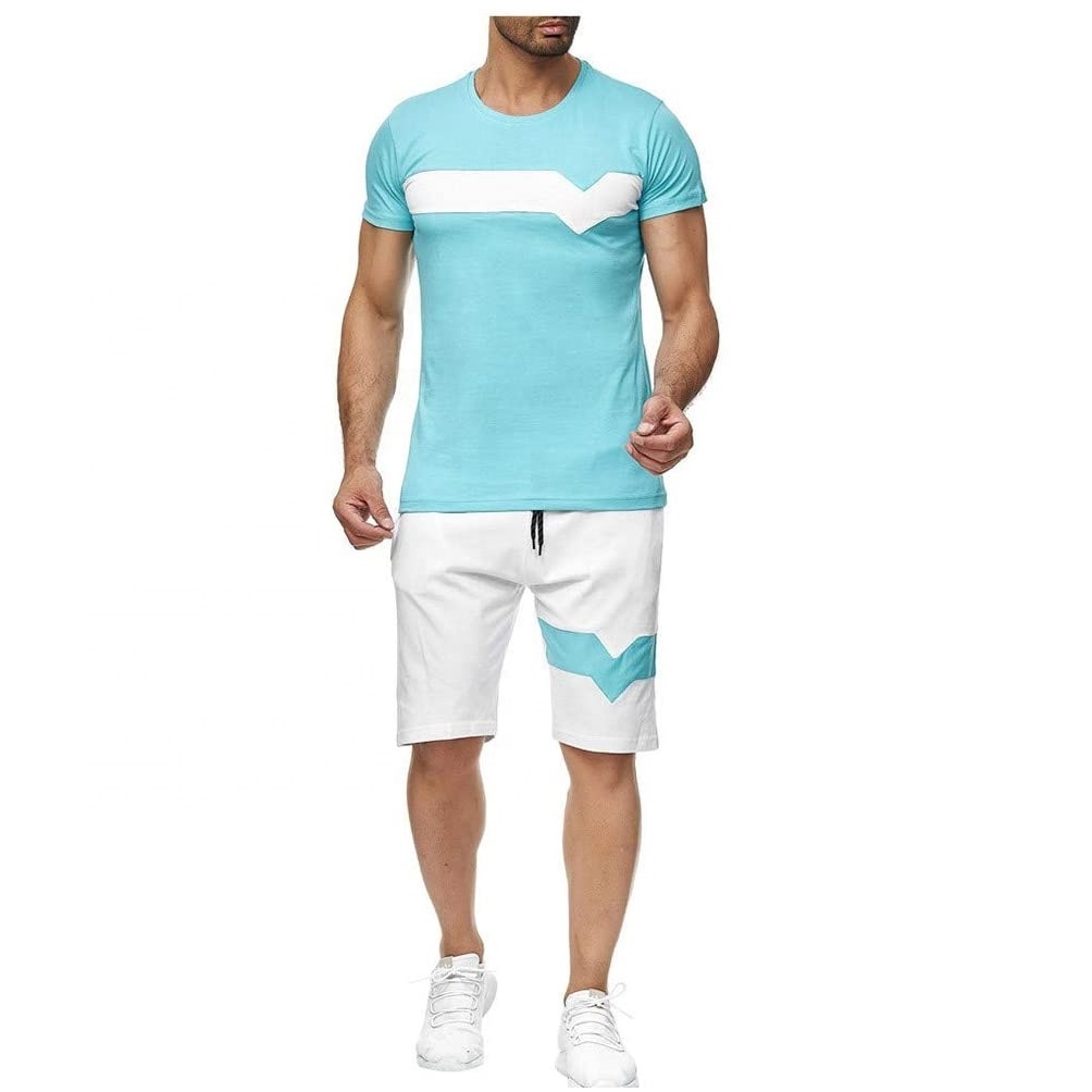 Men's O-Neck T-Shirt Cotton Short Sleeve Casual Pyjamas Sets Quick Dry Summer Shorts Men Twin Set