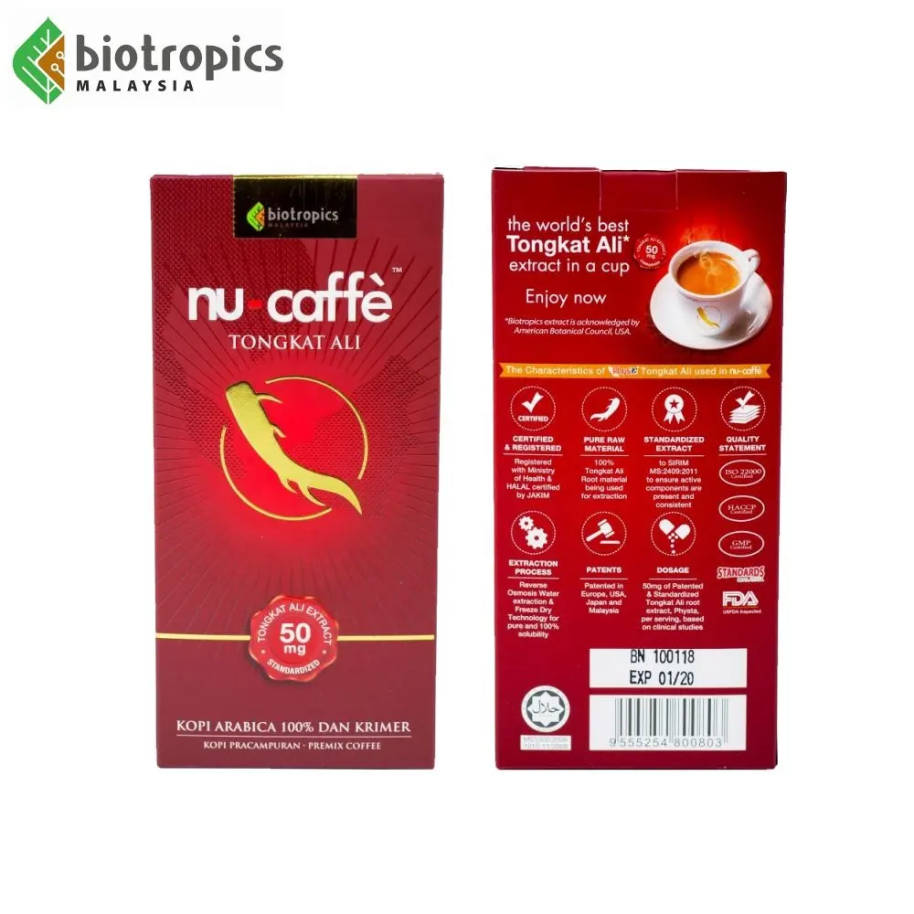 New SKU Malaysia Tongkat Ali Instant Premix Coffee Nu-Caffe 5s Sachet Per Box for Daily Energy Boost