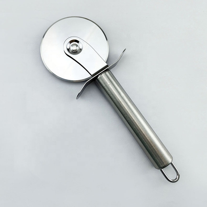 Double Stand Pizza Roller Knife Tool Pizza Cutter High Quality Wholesale Portable Stainless Steel Custom Logo Silver Sustainable