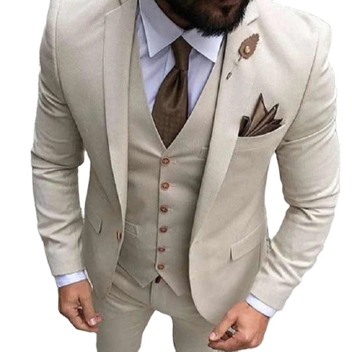 suits set for men Mixed Fabric Slim Men Suit & three piece vest & Pants & coat gray 3 piece wedding suits