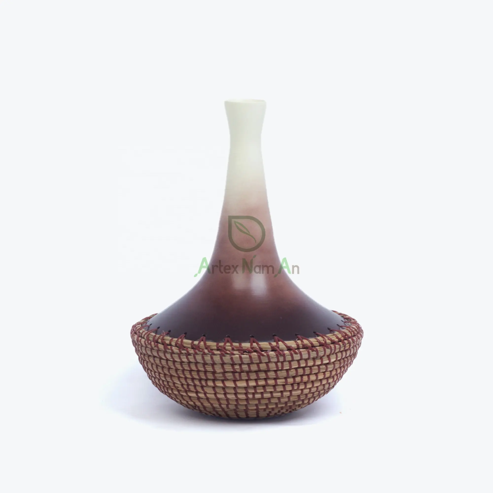 High quality mid-century seagrass et bamboo flower vase also hookah vase for home decor