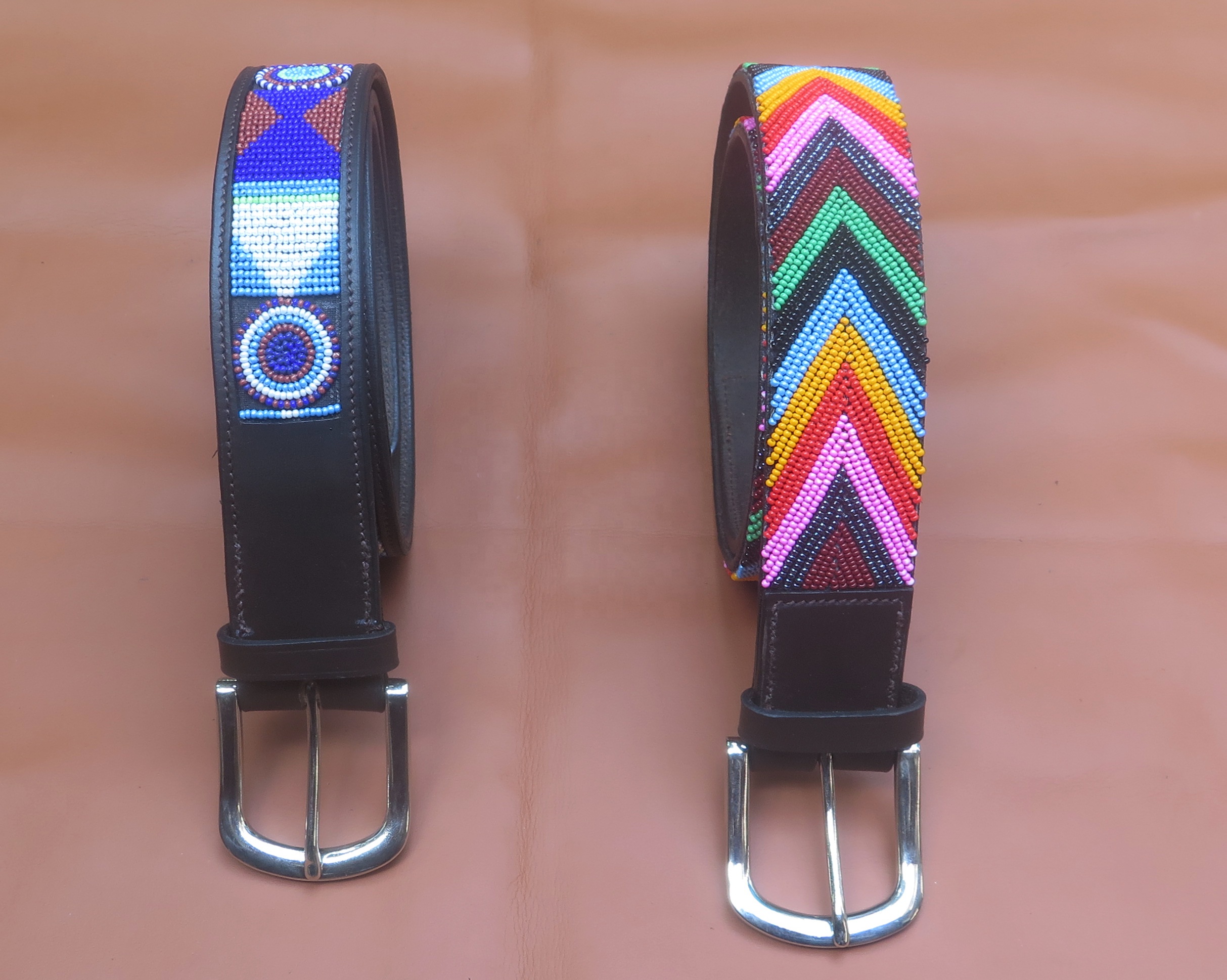 2024 Luxury Hand Made Beads Leather Belt Genuine Cow Leather Beads Belt for Men Real Leather Belts OEM Customized Logo Accept