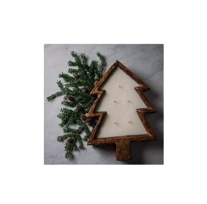 Wax-Filled Dough Bowl with Christmas Tree Design Festive Holiday Centerpiece for Home Decor FIVE WICK TREE INSPIRED HOT SELLING