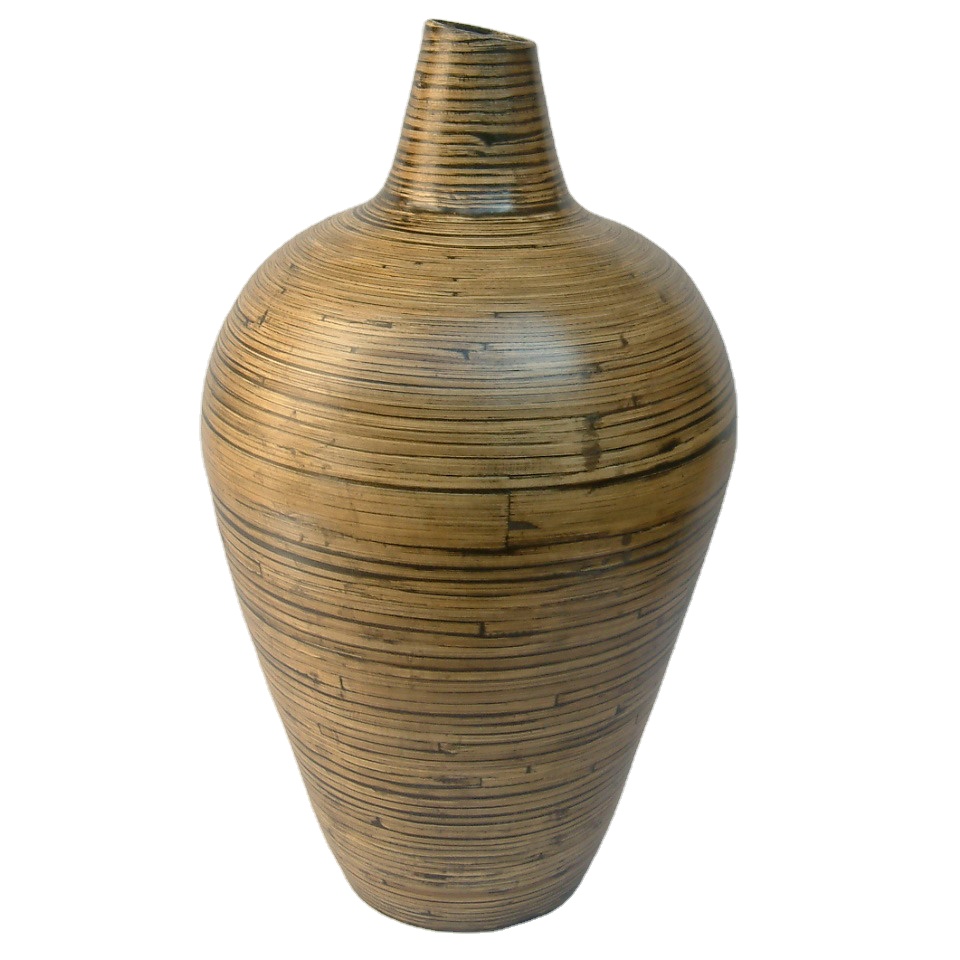Vietnam handmade Spun-bamboo round vase suitable for home-decor, houseware, tableware and kitchenware