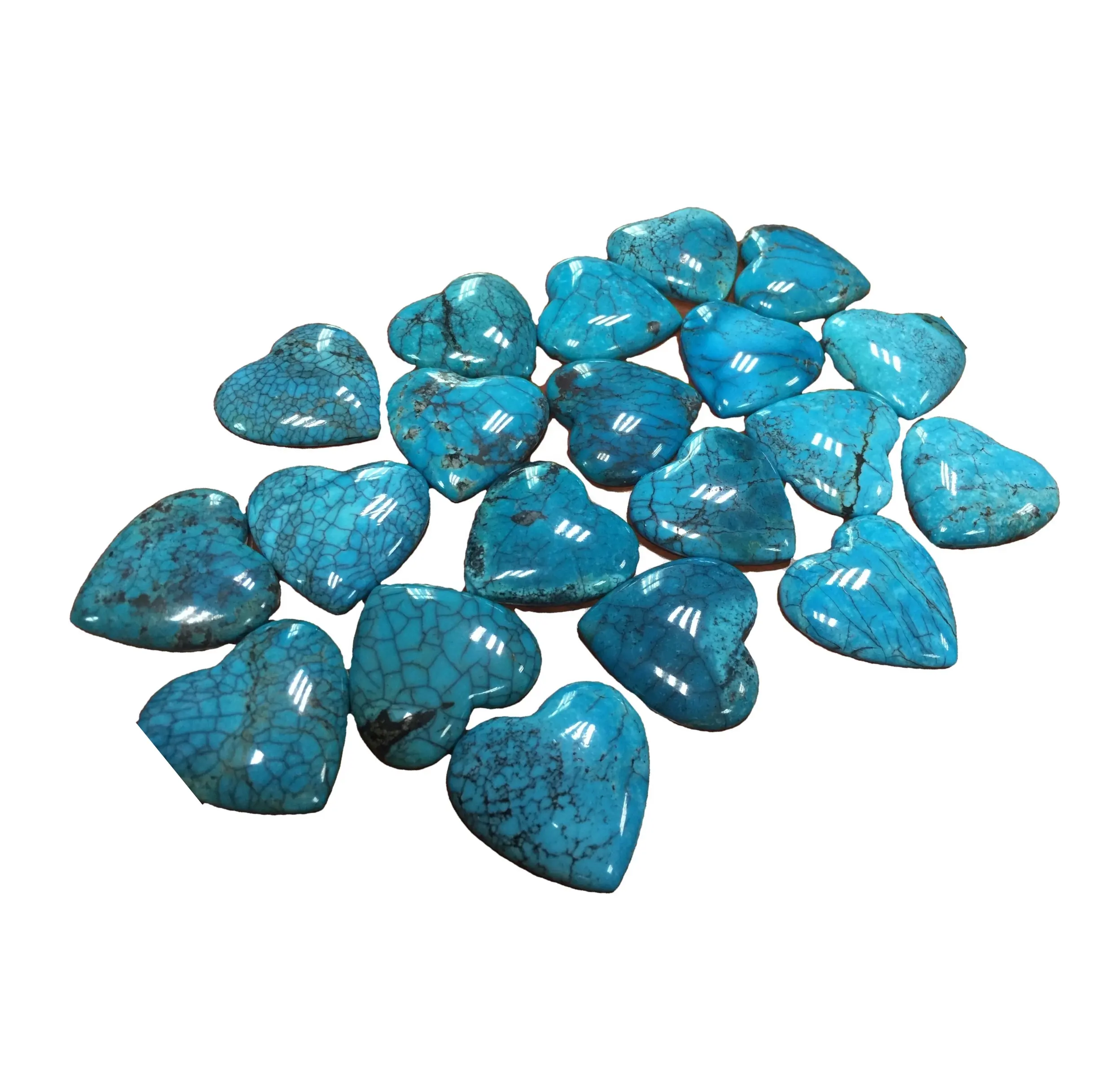 Natural turquoise heart beads jewelry 100% Natural Web Moon Mine (Hubei) Turquoise Heart Cabochon Gemstone