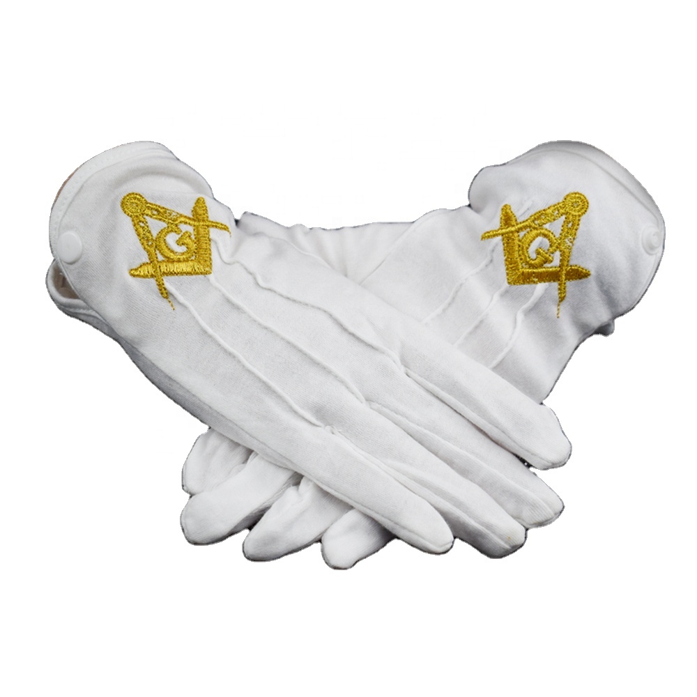 Masonic Gloves Embroidered traffic police gloves white parade cotton gloves custom logo