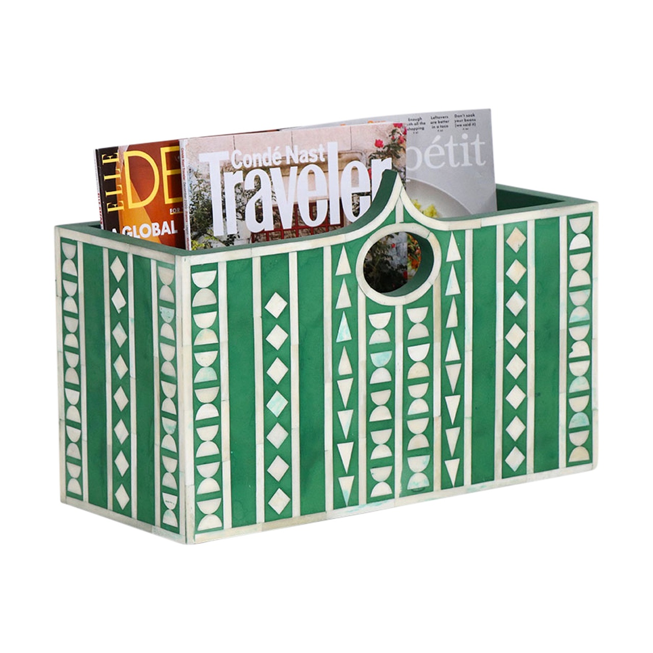 Green Bone Inlay Magazine Holder by Art Assembly