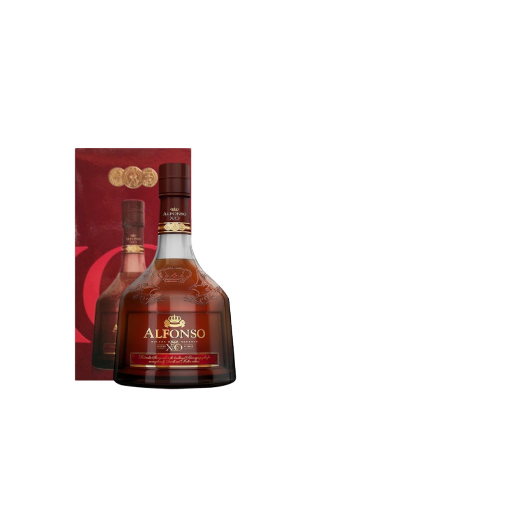 40% спиртовое содержание, золотой тон, бренди XO Alfonso XO, бренди с гладким вкусом, подарочная упаковка, бутылка для напитков для возраста 10 лет