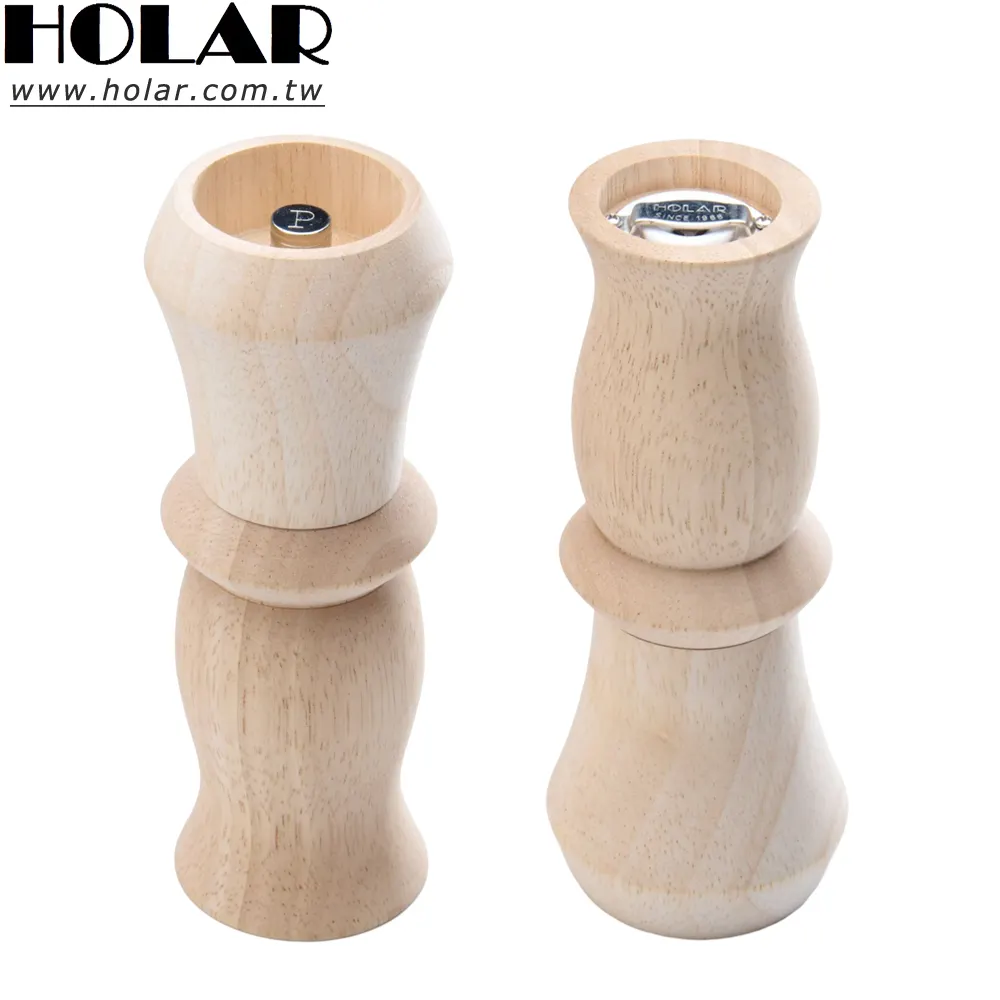 [Holar] 2023 New Product Taiwan Made Inverted Design Kitchen Wooden Salt And Pepper Grinder Set