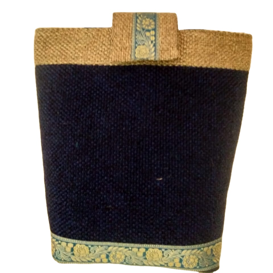 Blue Jute Bag Wholesale High Quality Fashionable Natural Jute Tote Bag with Handle Custom Jute Bag at Manufacturing Price