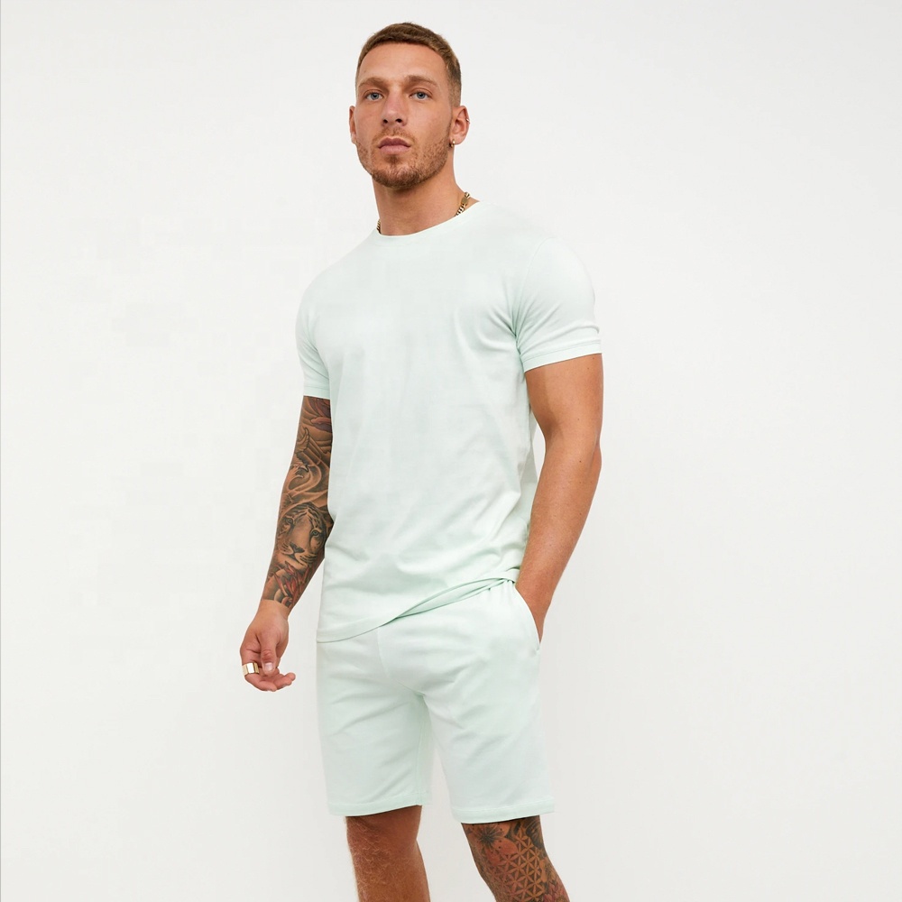 New Product Custom Latest Design Twinsets O Neck Half Sleeve T-Shirts and Short Set Twin set