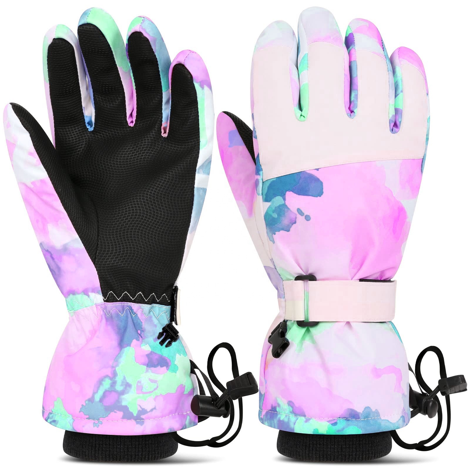 Men's Sports-Adult Winter Warm Windproof Ski Gloves Leather Mittens for Snowboard Windproof Mittens for Skiing and Snowboarding