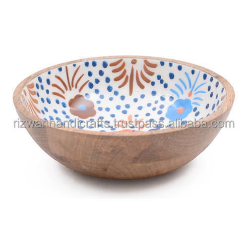 Wooden Salad Bowl Enamel Coated, Natural Wooden Salad Bowls, For Restaurant,