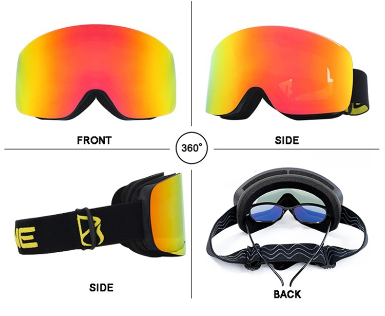 Hot Selling Fashion Style Frameless Lunettes De ski Glass Skibrille Custom Snowboard Glasses Anti-fog ski Goggles