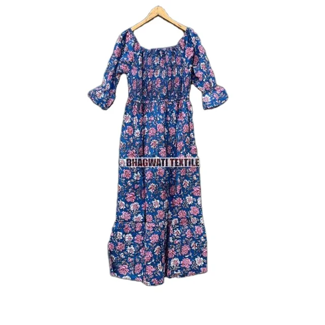 Casual Dresses women's clothing 2024 short sleeve robe gowns for women long bodycon dresses women indian Cotton Floral Dress