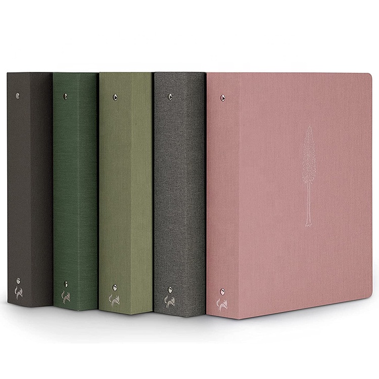 Custom Cloth Cover Loose Leaf 3 Holes Binder Linen File Folder Hard Cover A4 Document Folder Binder Padfolio Folder Fabric Diary