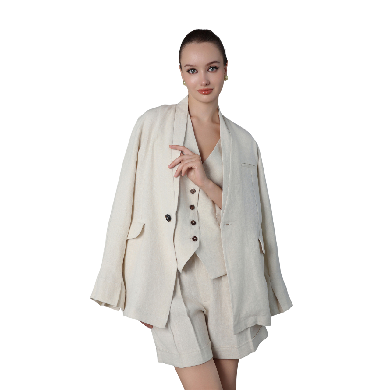 Linen Clothes Blazer 100% Linen fabric Natural Women Clothing Suit Oversize Elegant Women's Clothing Good Price High Quality