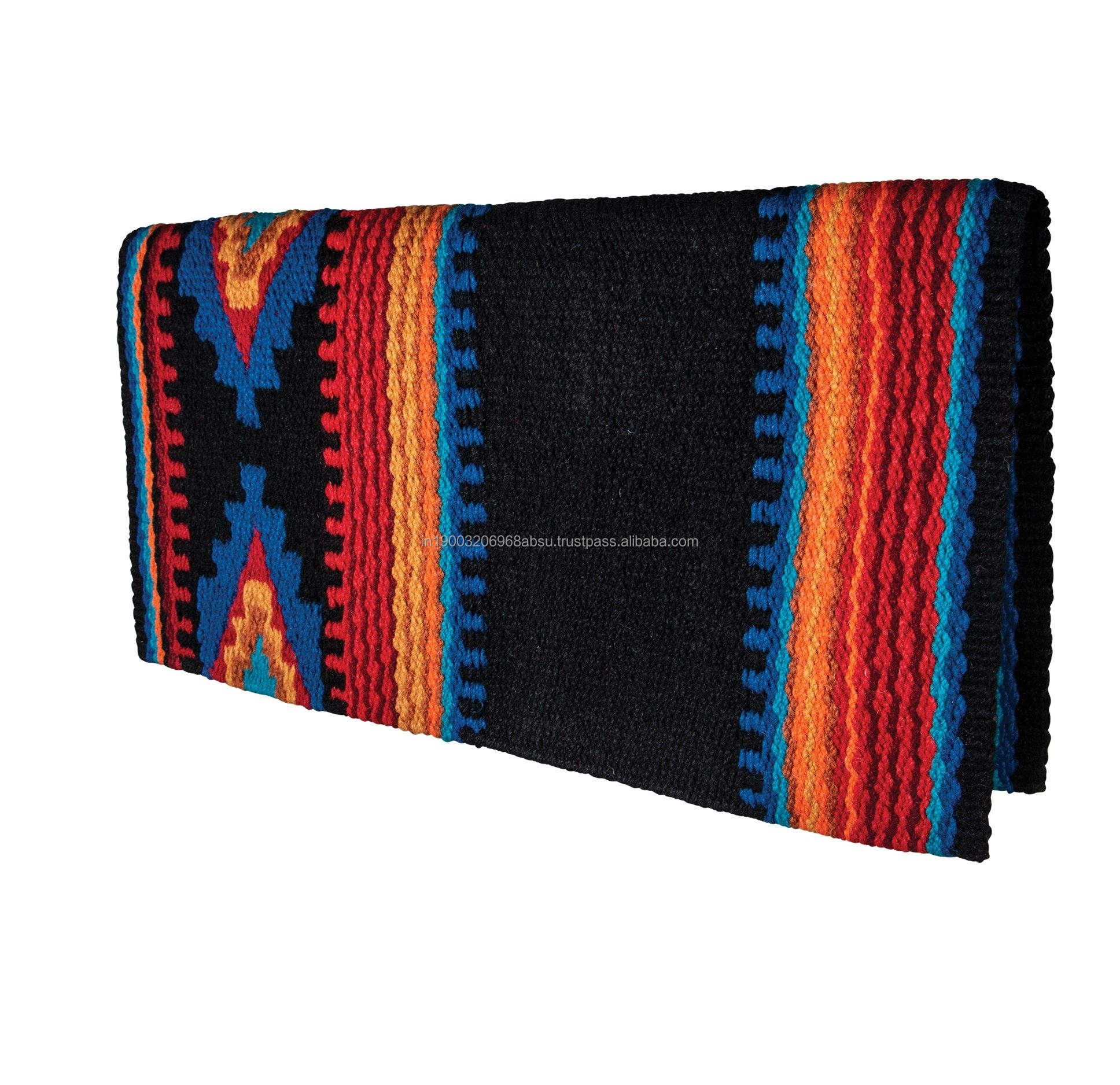Western Contoured Horse Saddle Pad Wool Fleece Lining Blue/Brown 32 x 32 Weaver Equine Western saddle pads