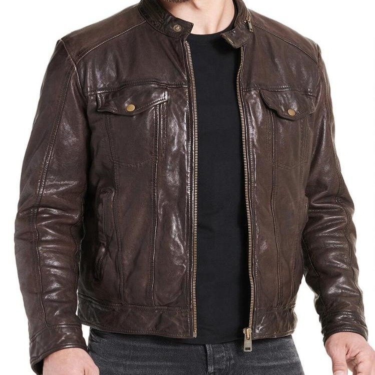 Textiles Leather Products New Fashion Design Biker Jacket Men's Leather Jacket