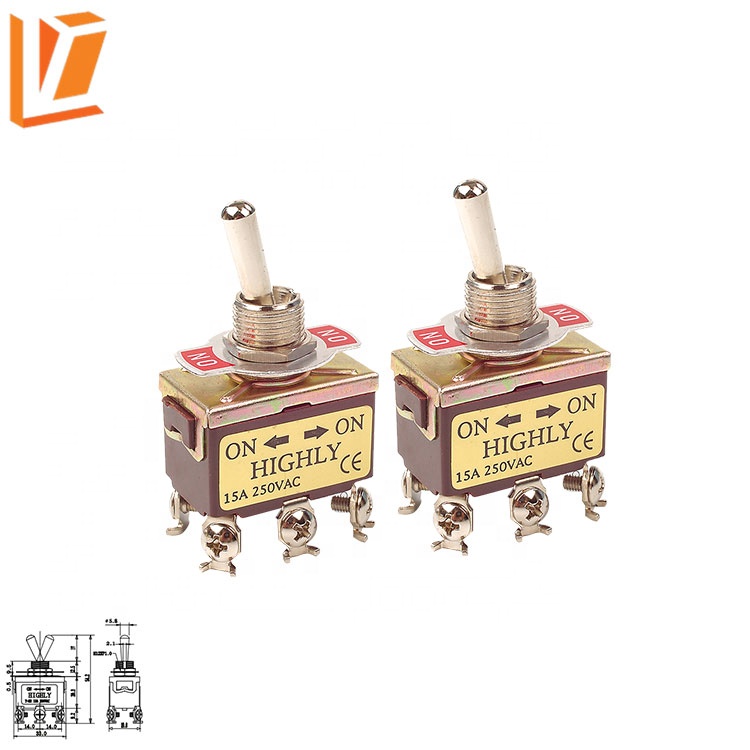 T-22BS-M1 DPDT ON-(ВКЛ) 2 Позиция 6 Pin самосброс металлический toogle переключатель