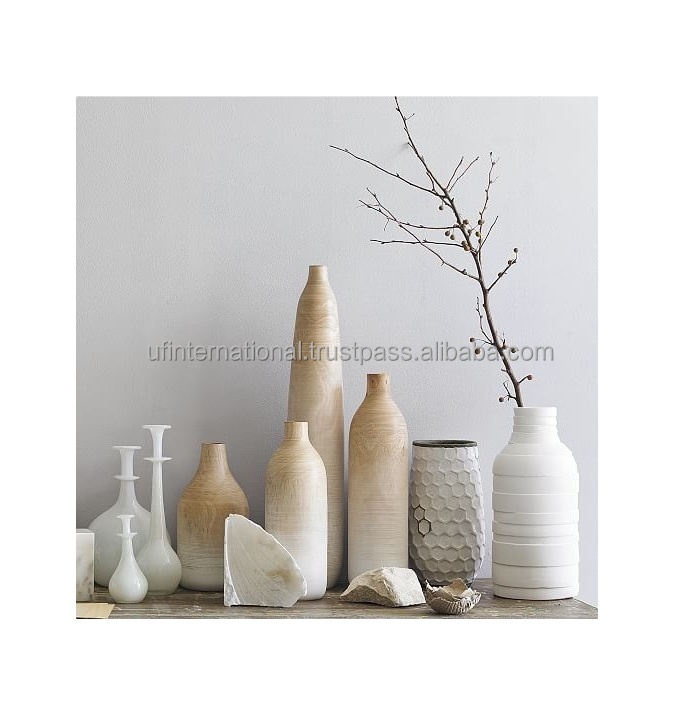 100%Natural wooden flower vase low and Acacia wood best flower for custom size and hot selling