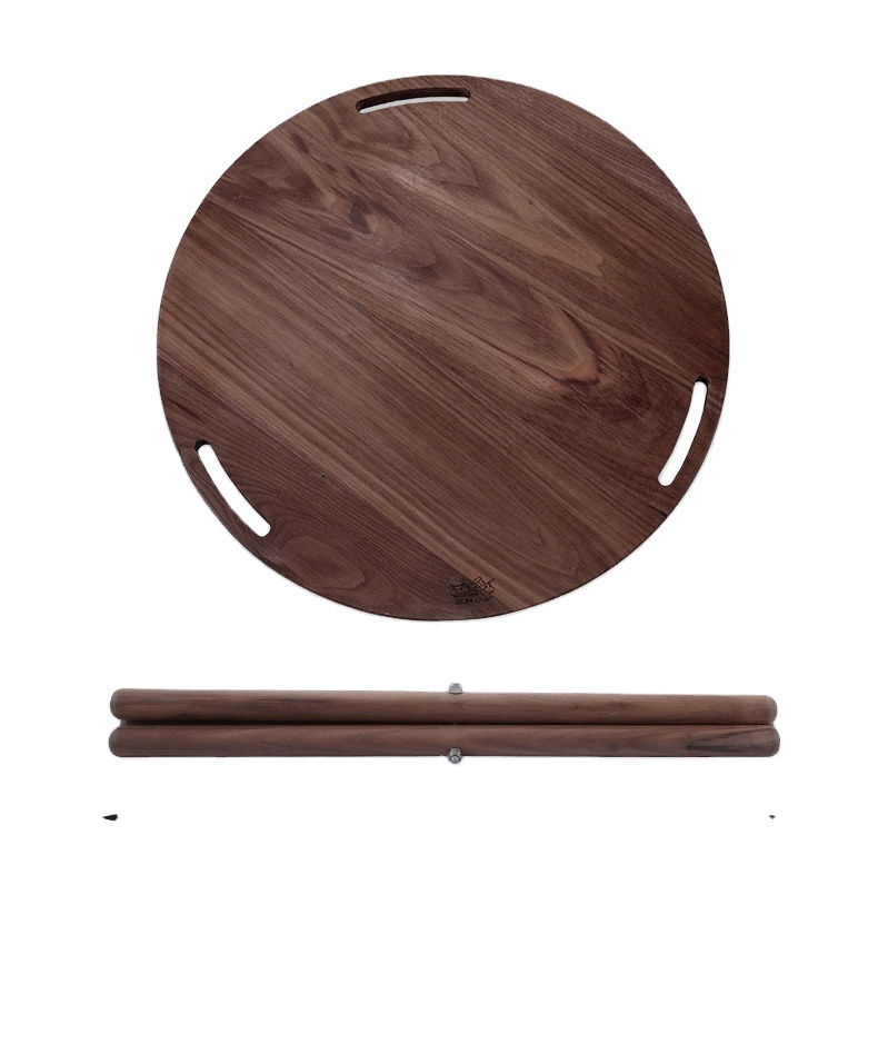 WOODSPACE North American Style Portable Round Black Walnut Table Camping Park Courtyard Removable Picnic Tea Tray camp table