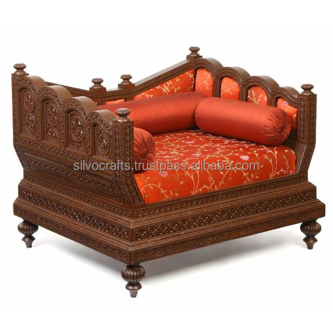 Королевский Индийский диван Rajasthani ручной работы, набор классических серебряных изделий (резная мебель из тика от джодхпура)