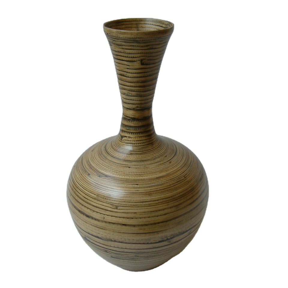 Vietnam handmade Spun-bamboo round vase suitable for home-decor, houseware, tableware and kitchenware