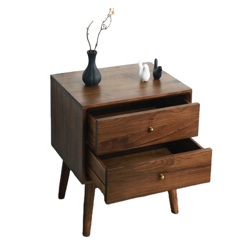 Good quality, modern wooden bedside table with two drawers for family use