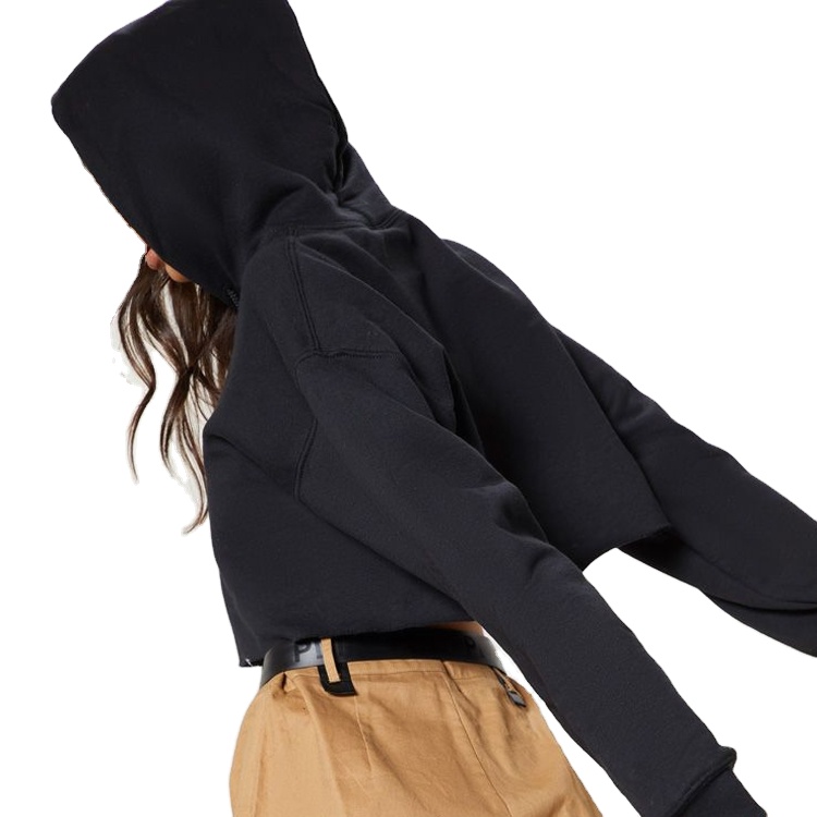 Whole sale New 2021young lady pullover crop top hoodies cotton casual hoodies