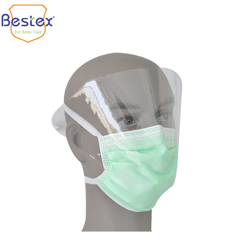 Custom Masks Colors Affordable Price Good Protection 50 Pack Hospital Use Tie on Disposable Face Mask With Visor
