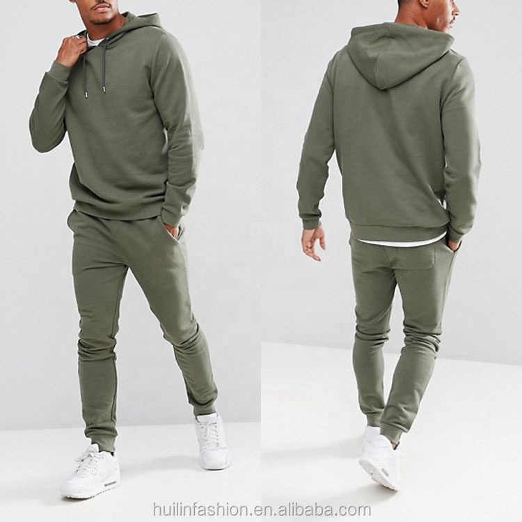 Custom Brand Logo jogging suits wholesale pullover hoodies and skinny jogger sports tracksuit in green