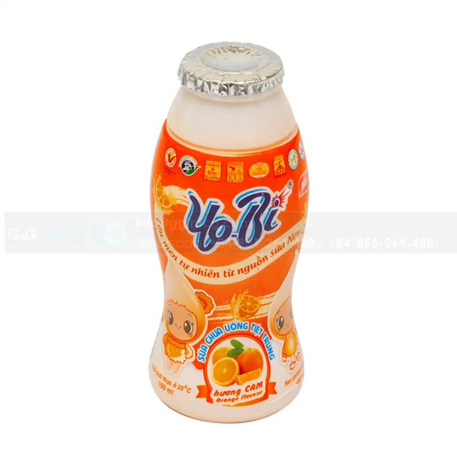 Bidrico Yobi Yogurt Orange With Delicious Aroma From Milk Mixed With Easy-To-Drink Fruit, Natural Sweet And Sour Taste