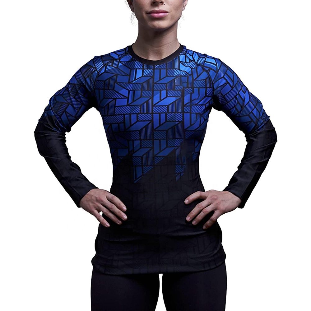 Женские BJJ Rashguard компрессионные бразильские Jiu Jitsu MMA борьбы Grappling сублимированные спортивные топы