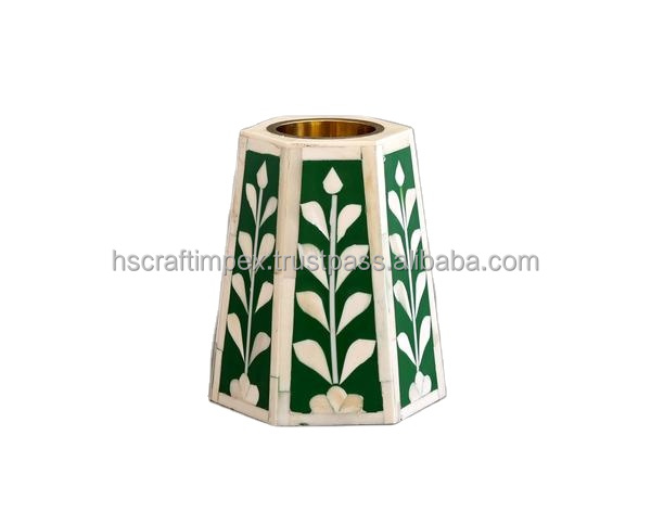 Cheap price bone inlay t-light arabic home decor bone inlay candle holder table decor candle stand