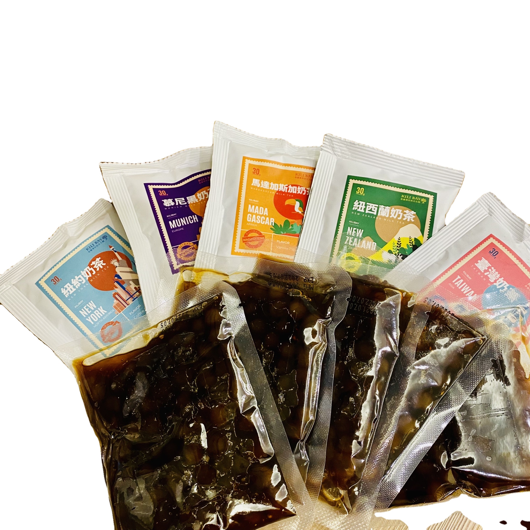 Boba Drink Instant Pearls DIY Bubble Tea 5 sets kit tropical fruit green tea