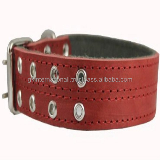 New Stylish handmade leather dog collar nickel plated buckle and heavy duty D ring thick waxed stitched