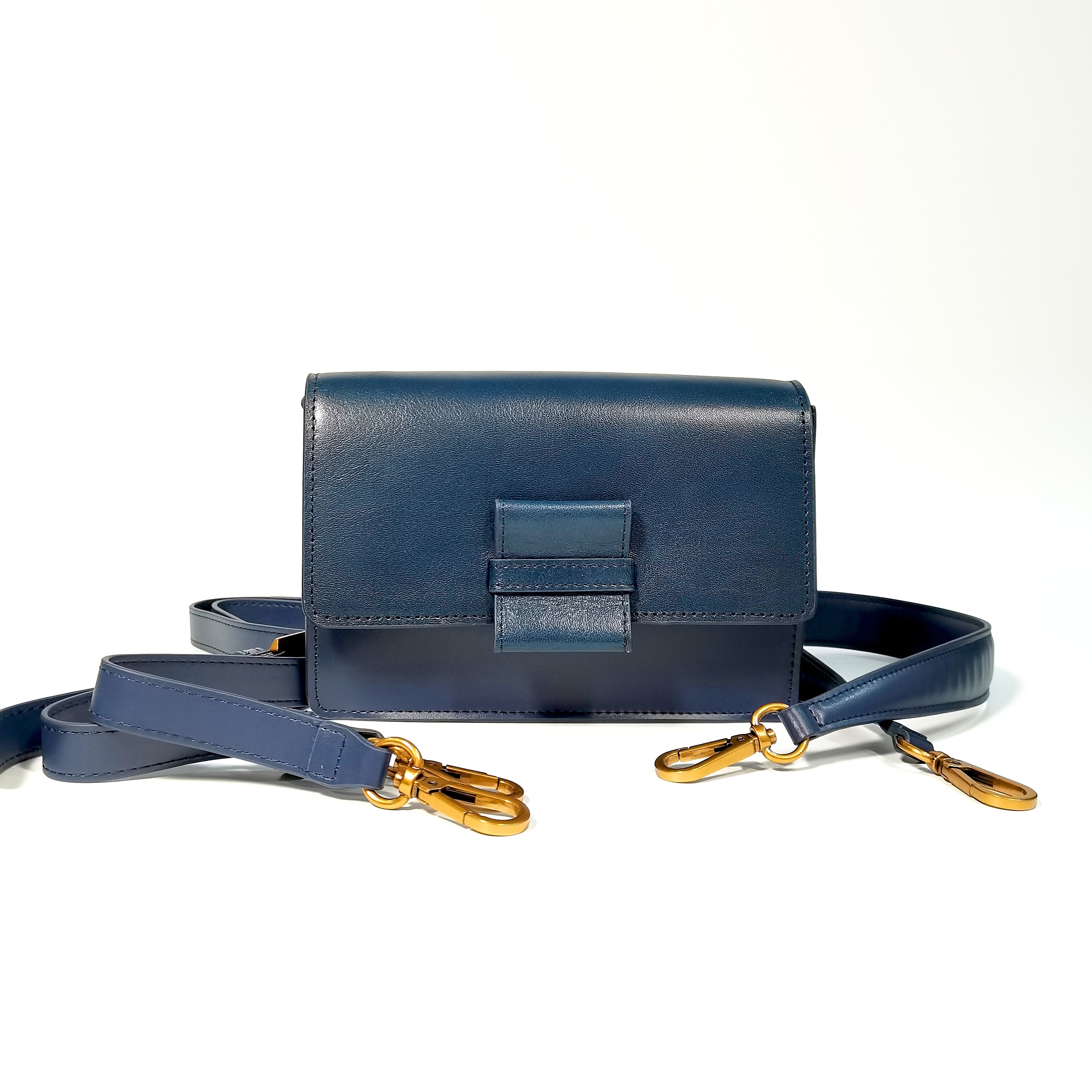 [Top product] Castello PU leather women's shoulder crossbody handbag with a bow adjustable strap Korean style Navy low MOQ