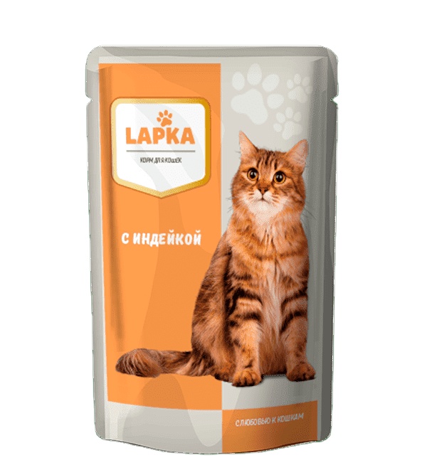 Консервированный корм для кошек Lapka с мешочком из говядины 85 г