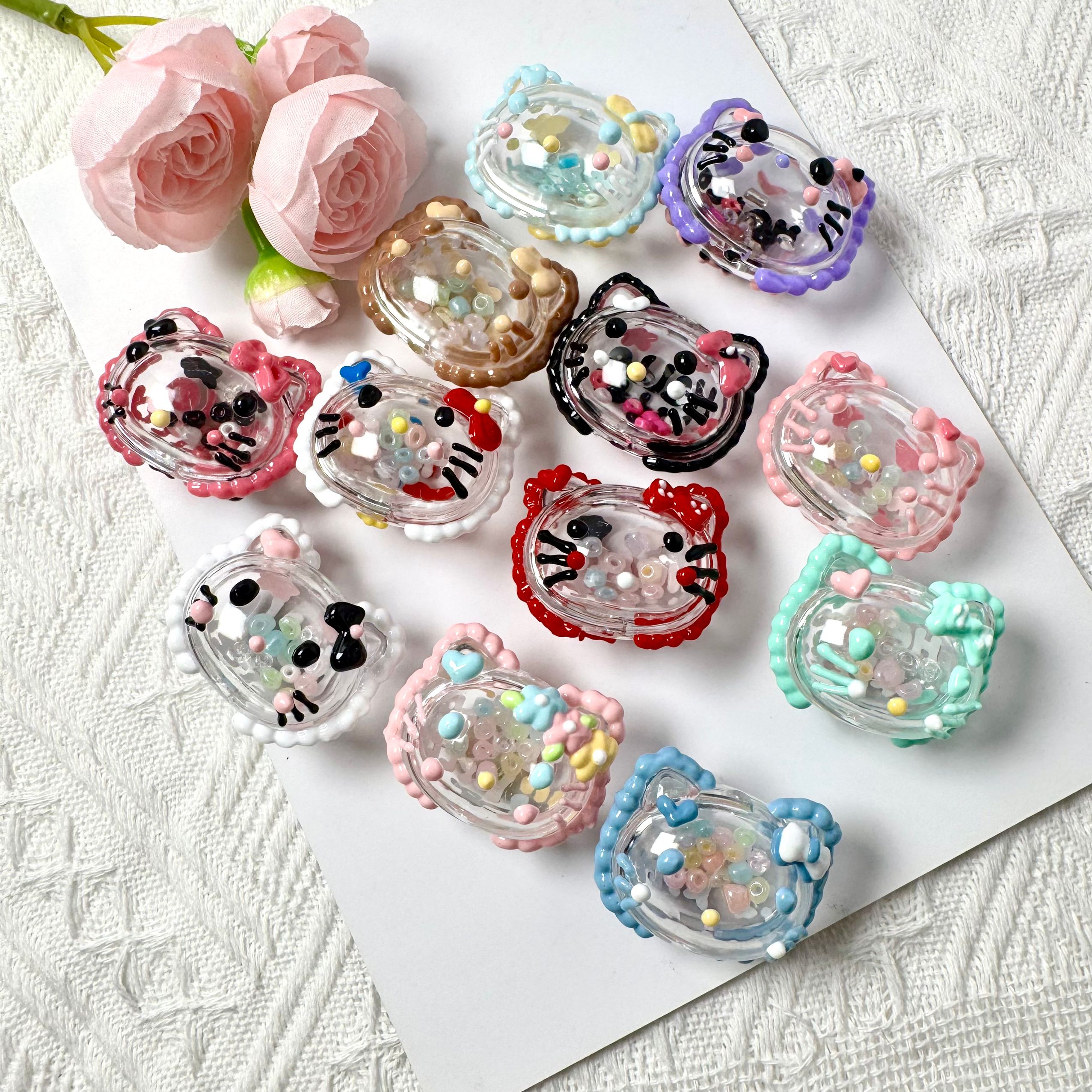 Handmade Colorful Acrylic Beads Lucite Loose Beads for DIY Crafty Accessories Keychain & Phonechain Decoration Beadspen