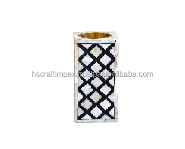 Bone inlay t-light arabic home decor candle holder bone inlay candle stand from india