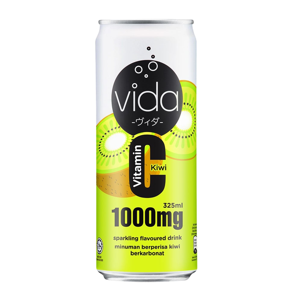 Vida C бренд, более здоровый выбор, безалкогольный напиток с вкусом киви, сверкающая вода с витамином C 1000 мг, 1 коробка, 24 банки