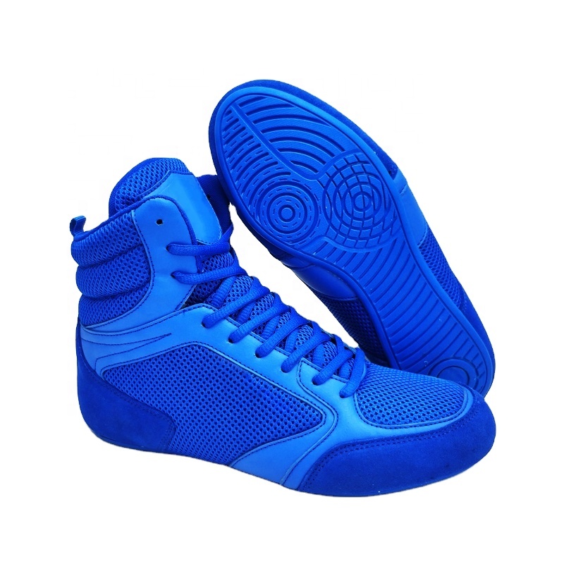 New Style Professional Wrestling Shoes Boxing Shoes Men's Summer Mesh Training Rubber Soul Pure Suede Upper