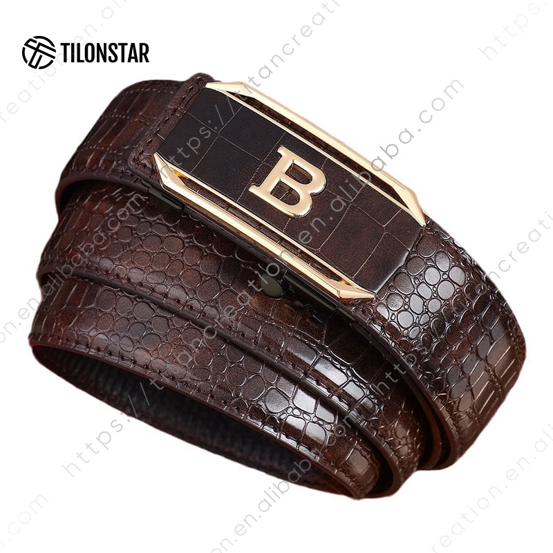 TILONSTAR TDY117 High-Grade Crocodile Pattern Leather Belt Men's Casual Durable Business Leather Belt
