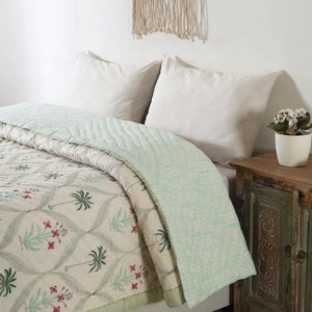 Одеяло Kantha с ручным принтом