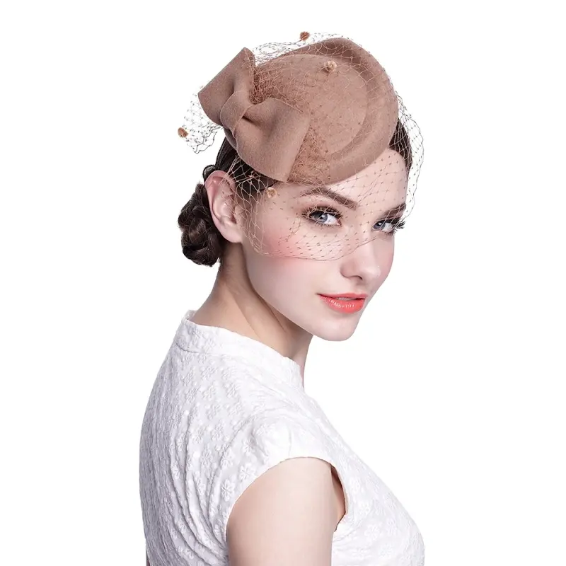 High Quality Lady Wool Fascinator Hat Wholesale Women Party Hat