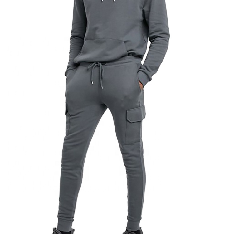 Latest Tracksuit for Men Sweatsuit Black Cotton Fleece Mens Training Cargo Tracksuit