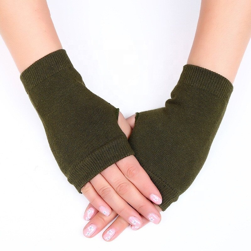 1 Pair of Winter Gloves for Women Fingerless Cashmere Wrist Warmer Mittens Daily Cycling Outdoor Hand Warmers Plain Design