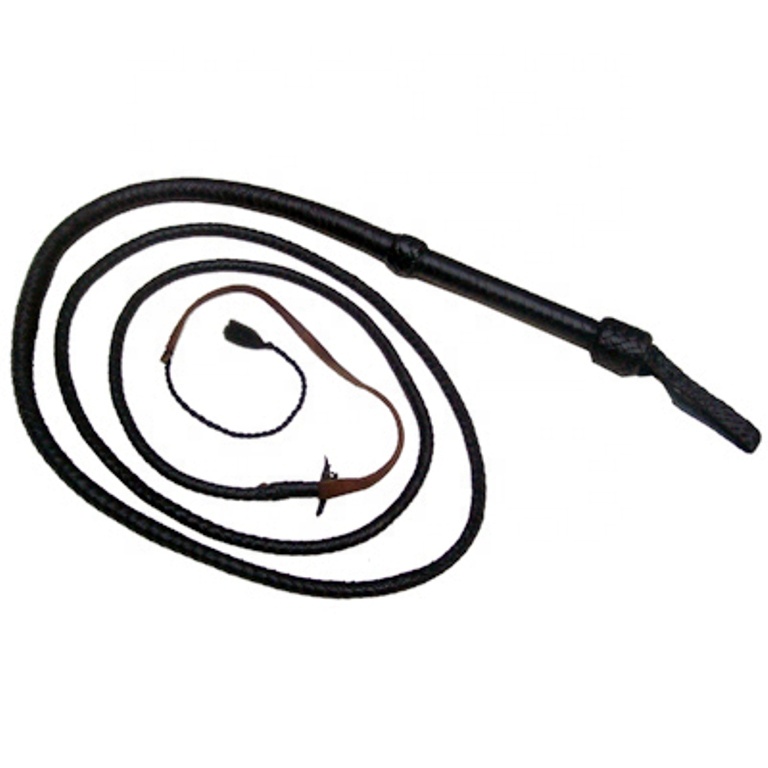LEATHER RIDING BULLWHIPS BLACK HORSE WHIPS WOODEN HANDLE