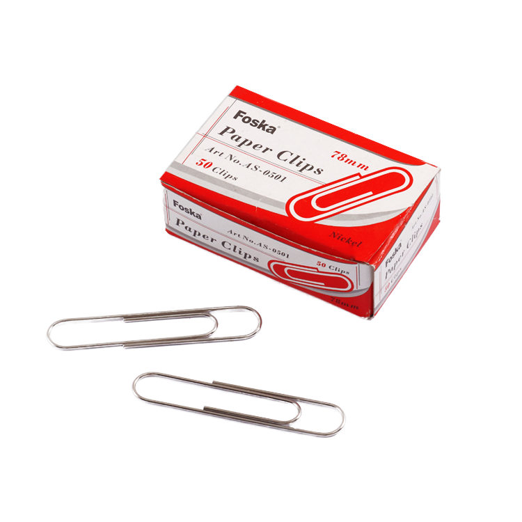 Foska 28mm 33mm 50mm Round Metal Nickle Paper Clips Silver Paperclip For School Office